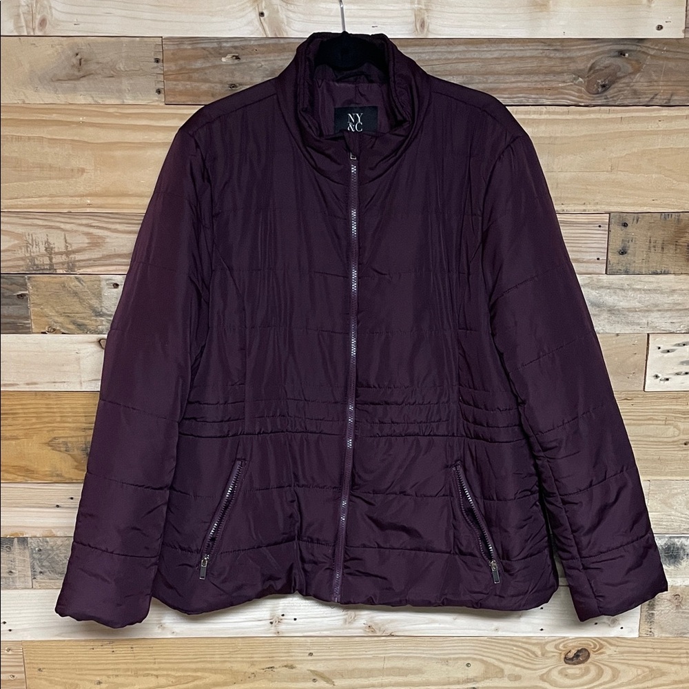 New York & Company size XXL Deep Purple Quilted Lightweight Coat